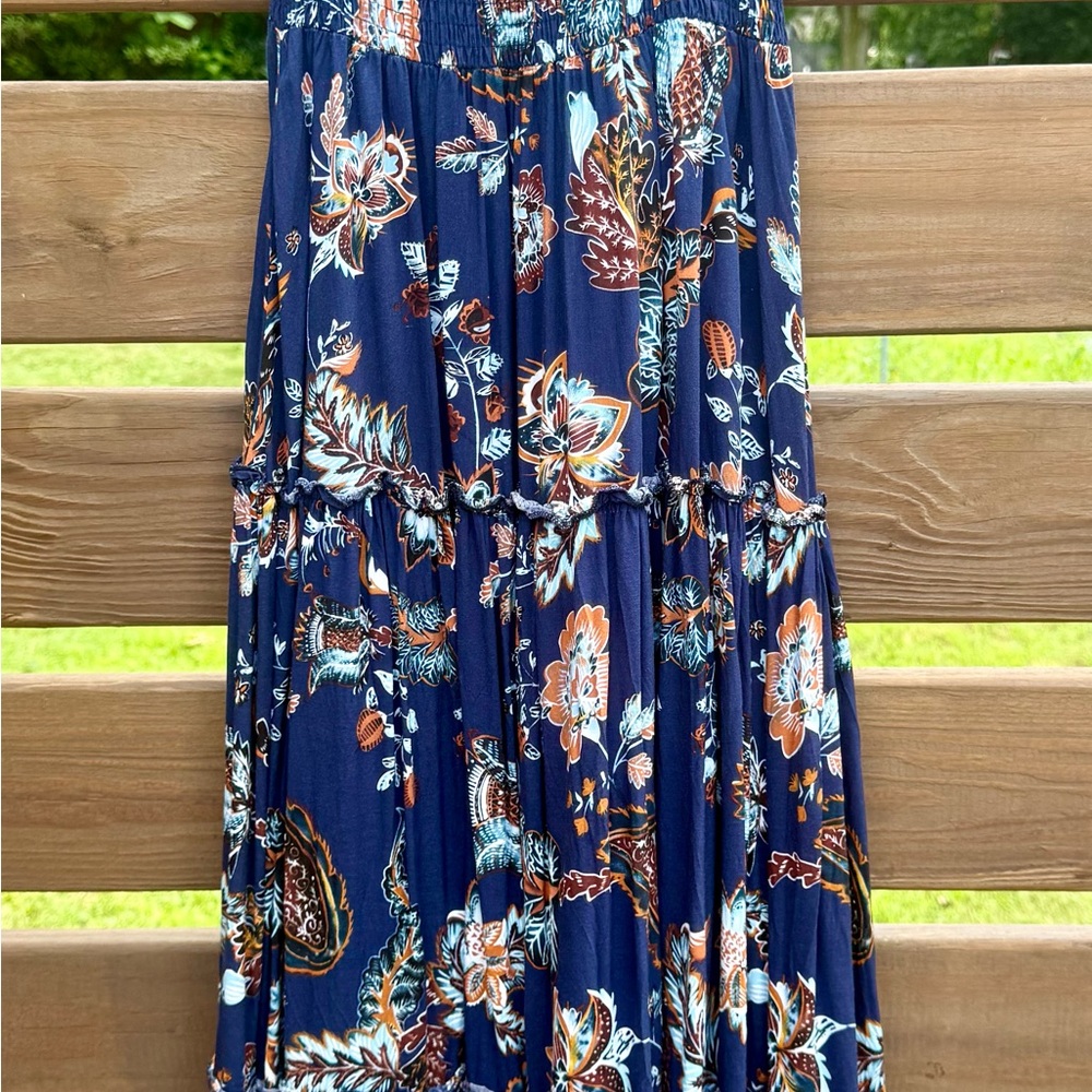 Jaasse Navy floral strapless dress
